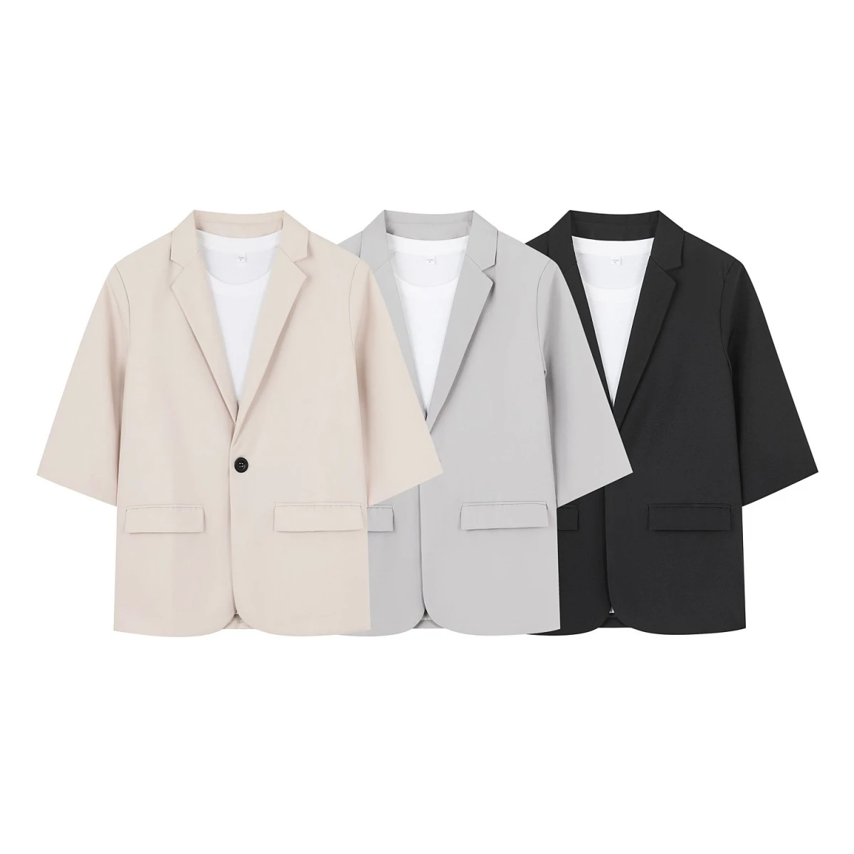 

Sli Korean Version Men's Jaet f Sve Casual Faionable Spring Summer Versatile Leisure Suit Polyester Fiber Busin...