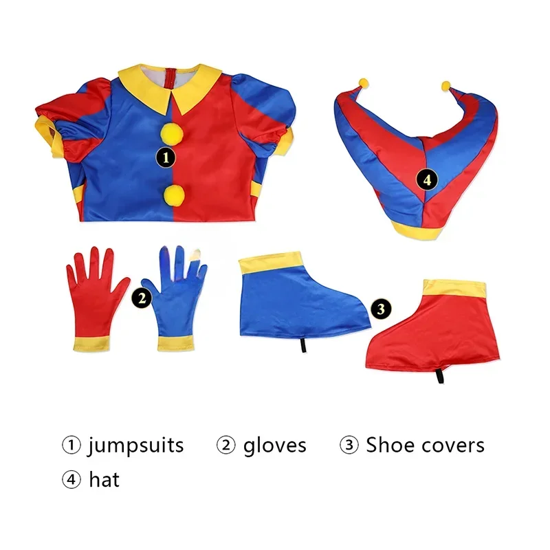 SN66 Cosplay Pums Anime Costume The Amazing Digital Circus Cartoon Uniform Hat Gloves Halloween Party for Women Men Kids CosW&C@
