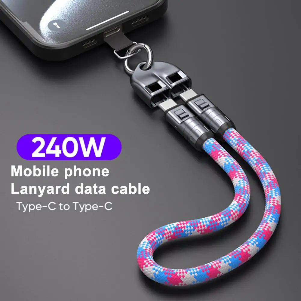 Fast Charging Usb C Cable Usb C Charging Cable 240w Usb-c Fast Charging Cable 2-in-1 Wearable Bracelet Lanyard for Smartphones