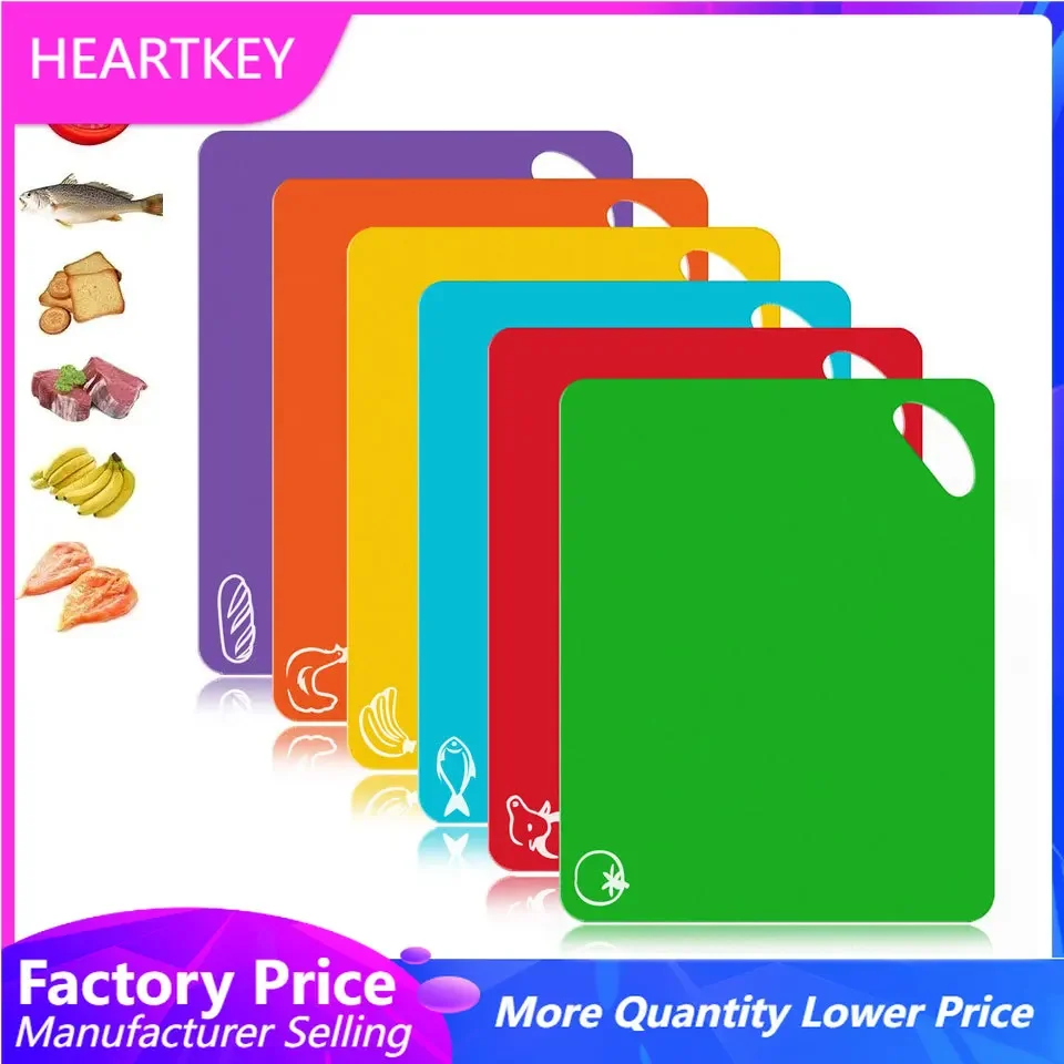 

Cutting Board 6PCS/set Kitchen Flexible Plastic Non-slip Chopping Block Food Board Cutting Kitchen Tool Mats