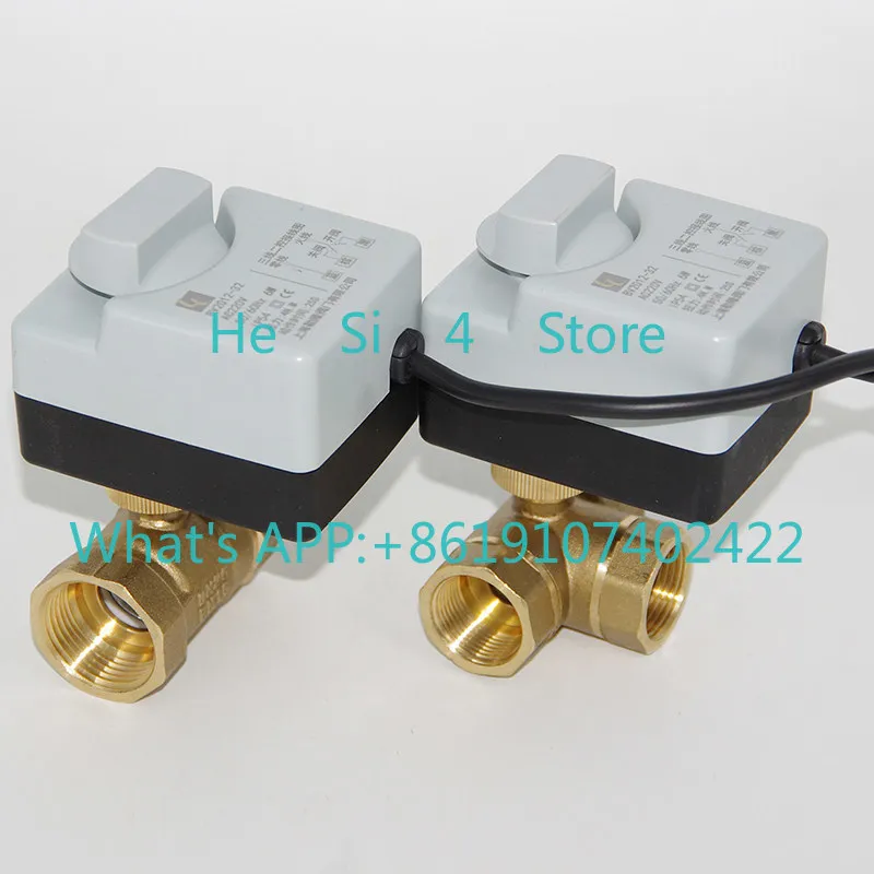 Manual integrated electric ball valve two-way three-way two-wire two-control AC220V electric internal thread wire spike valve