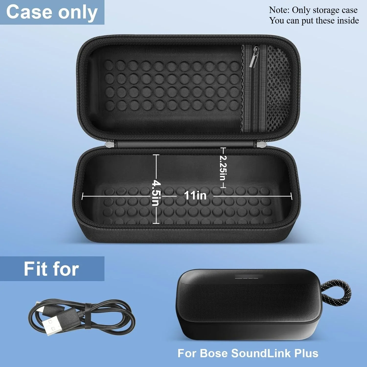 Carrying Case Compatible with Bose SoundLink Plus Portable Bluetooth Speaker, Hard Travel Case with Mesh Pocket for Charging Cab