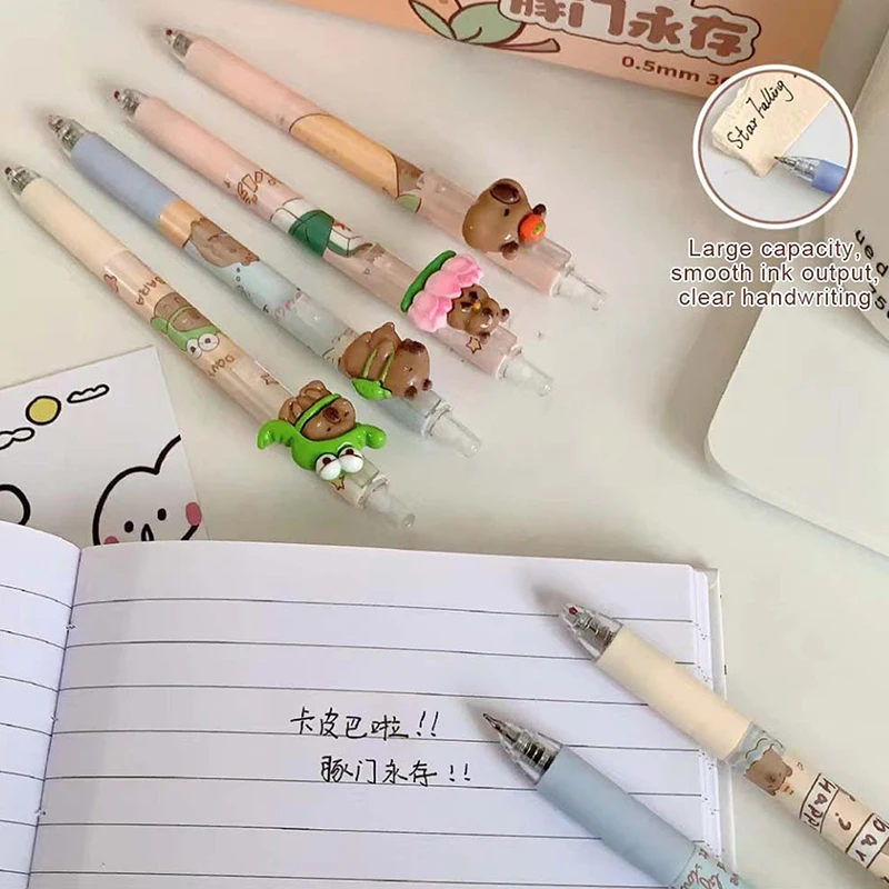 Kawaii dos desenhos animados capivara gel caneta escola material de escritório estudantes papelaria presente bonito moda remendo pressionando canetas neutras