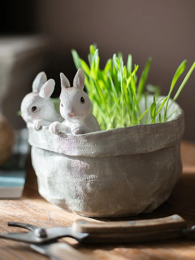 Pocket Bunny Flower Pot Succulent Cute Decoration Desktop Potted Plant Ornament Creative Gift Balcony Decoration Jardineria