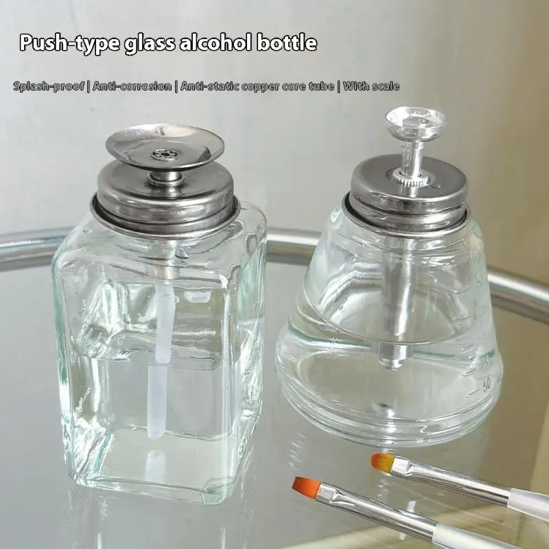 Nail Storage Refillable Glass Bottles Empty Liquid Press Pump Dispenser Nail Art Polish Remover Cleaner Makeup Manicure Tools