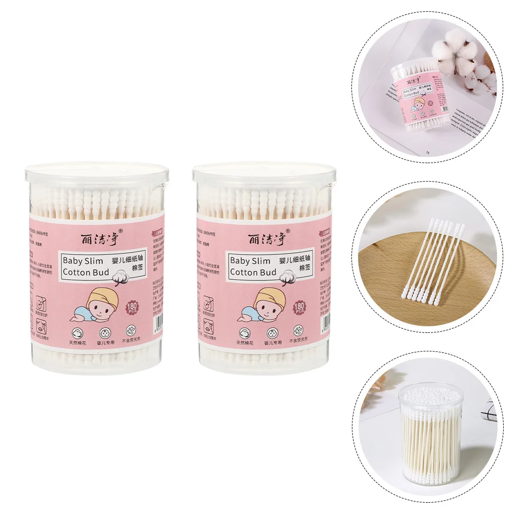 4 Boxes Cotton Swab Smooth Texture Swabs Convenient Baby EarCleaning Supplies Spiral Care Buds Absorbent Makeup Electronic