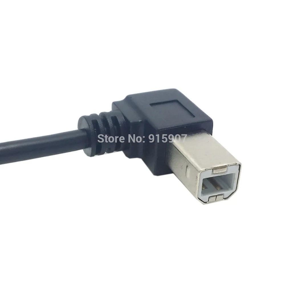 CYDZ 90 Degree Right Angled USB B Type Male to Female Extension Cable with Screws for Panel Mount 50cm