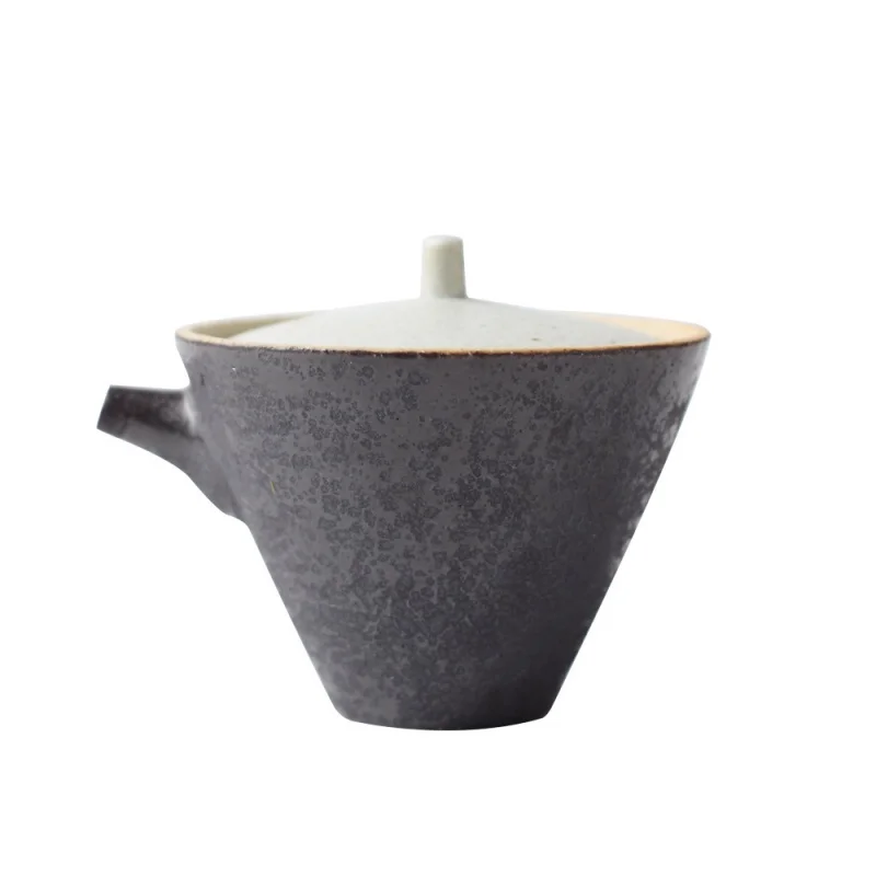 ★Jingdezhen Handmade Pot Japanese Black and White Ghost Zhiye Teapot Creative Ceramic Stoneware Teapot Kung Fu Tea Set