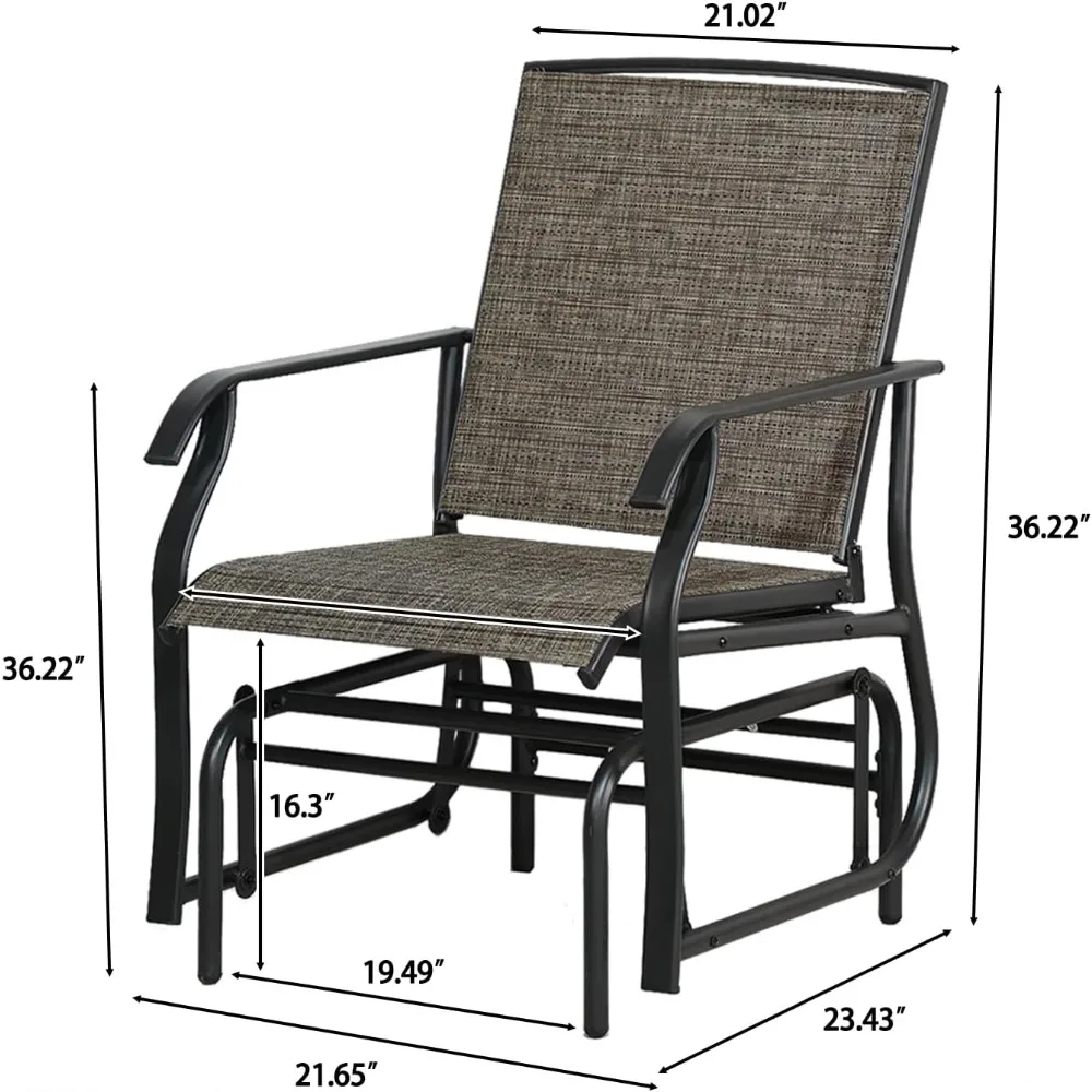 Two-Seater Weather-Resistant Outdoor Glider Bench with Patio Furniture and Coffee Table