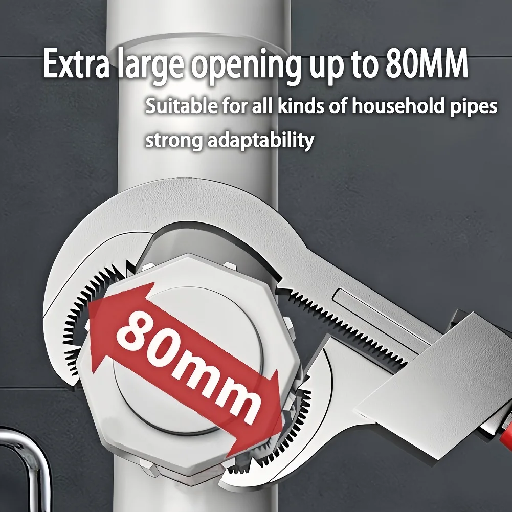 Large Opening Sink Wrench Aluminum Alloy Faucet Tool With 3 Heads For Bathroom Pipe Installation And Household Plumbing Repair