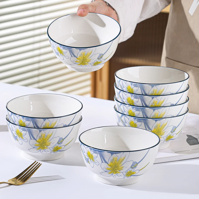 

0-Pa Cerc Рисовые миски Ele Dfodil Design Обеденный набор Высококачественный китайский Crtsmanip круглый ape Домашний обеденный e...