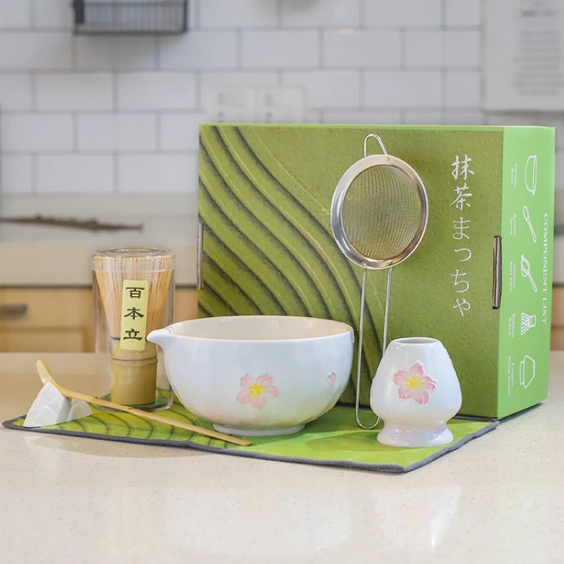 

Традиционный бамбуковый керамический японский чайный сервиз матча, керамическая чаша, бамбуковый венчик матча и совок для чая, инструменты для приготовления чая, аксессуары