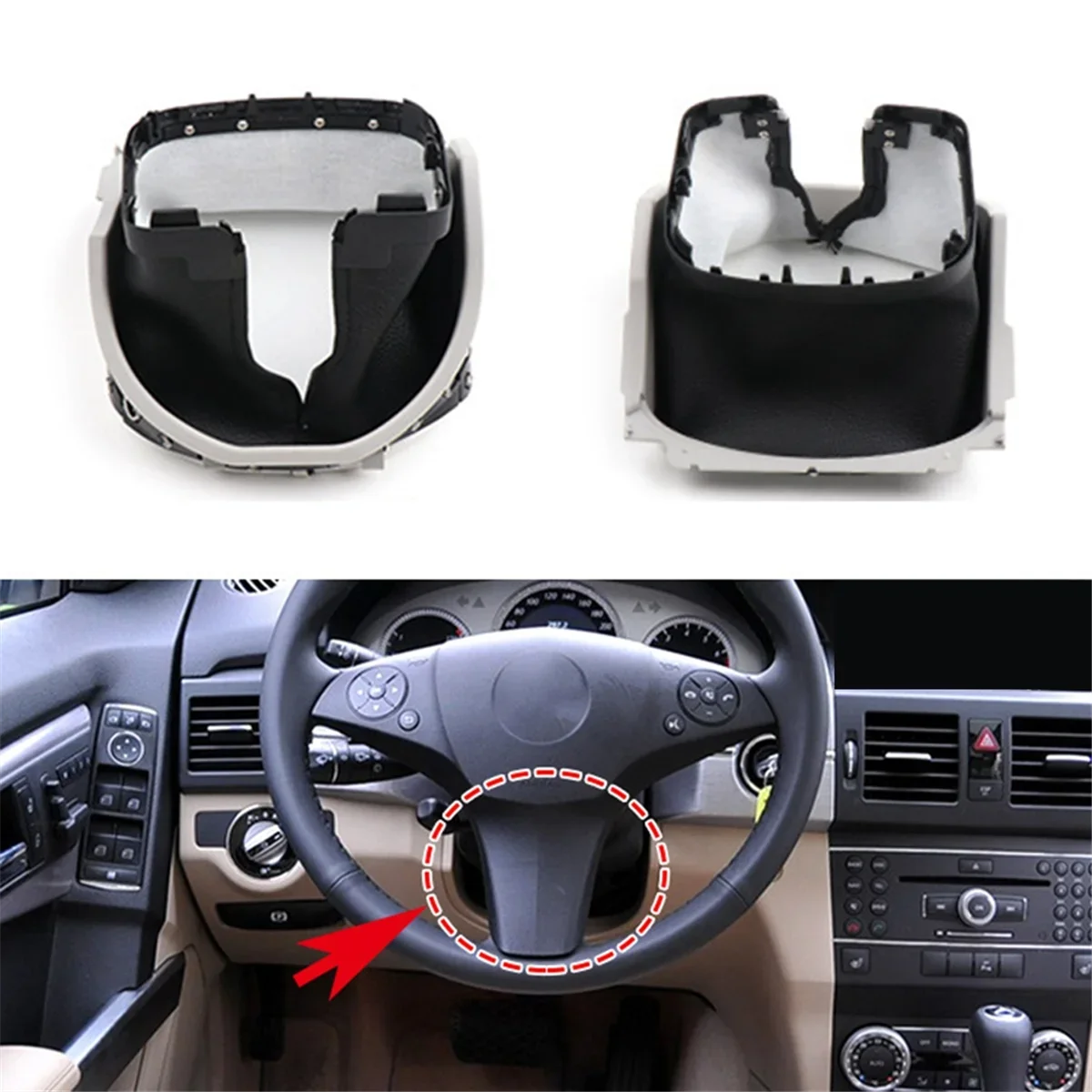 Car Steering Wheel Column Dust Cover A2046807308 for Mercedes Benz X204 GLK-Class GLK300 08-2015 Steering Pillar Trim C