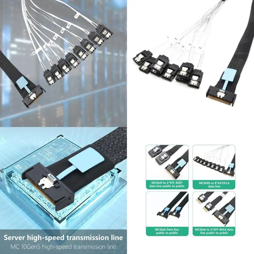 

R53C MCIO 8i 74P To 8xSATA Server Cable External Graphics Card Adapter 8xSATA3.0 Adapter Card Computer Accessories