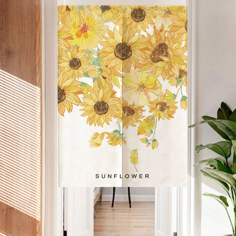 Sunflower Door Curtain Partition Curtain Sundries Shade Curtain Kitchen Bedroom Bathroom Curtain Half Curtain Feng Shui Curtain