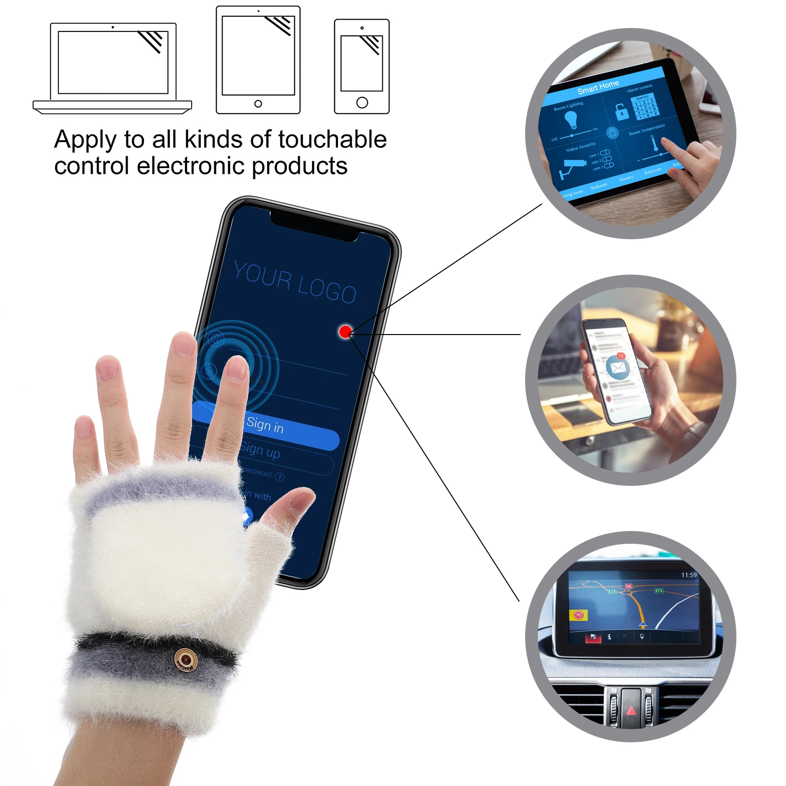 

Thermal Heating Gloves Heated Mitten Oven Warmers White Knitting Woman