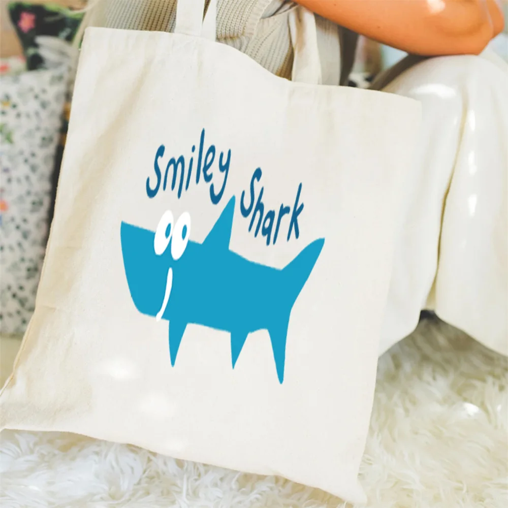 

Urban Design Shark Doodle Canvas Carryall Tote Bag, Extra Long Handles for Shoulder Carry, Reusable & Easy to Clean