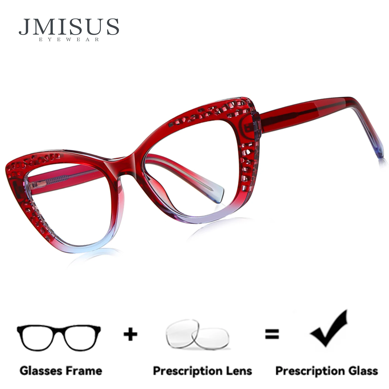 

JMISUS Handmade Acetate Fashion Cat Eye Prescription Glasses Woman Butterfly Optical Eyeglasses Photochromic Myopia Eyewear