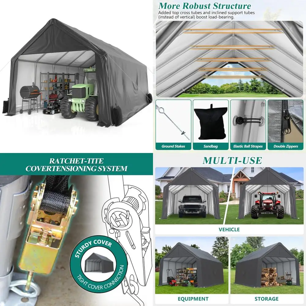 

Extra Large Heavy Duty Outdoor Carport Shelter - Portable Garage for Boats, Trucks, Cars, Motorcycles, Auto Storage