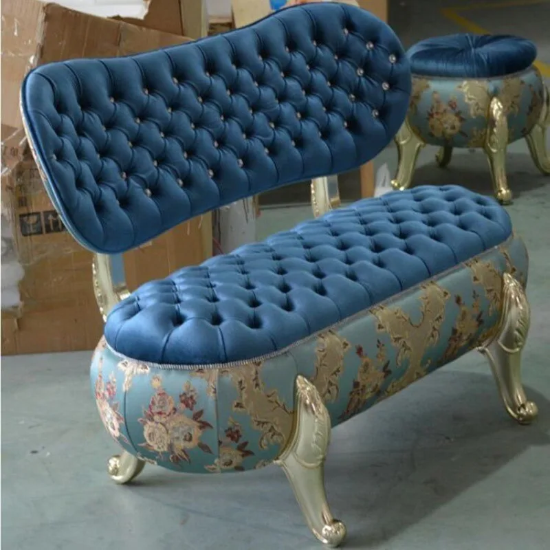 European-style exquisite princess pink sofa, bedroom manicure fabric double back chair