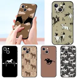 Luxury Phone Case For Apple iPhone 11 15 14 Pro MAX 12 13 7 8 Plus X XR XS MAX SE Silicone Black Cover Funda Animal Art Horse