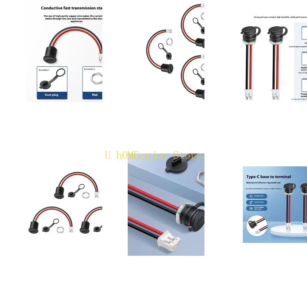 B0KF Plastic Type C To 2.0 Terminal Connectors Dustproof Design Waterproof Nut