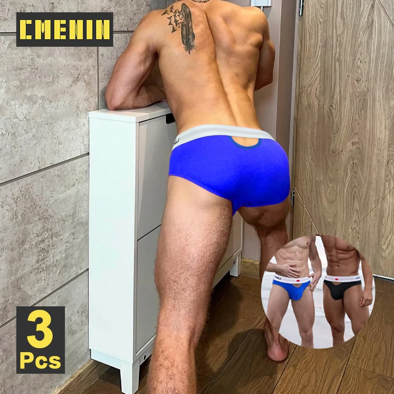 

3Pcs Cotton Men Panties Sexy Gays Bikini Men Underwear Briefs Softness Man Briefs Sissy Hollow Sports Mens Panties Underpants