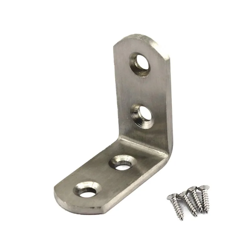 Thickened Stainless Steel Angle Brackets with Screws, Shelf Supports & Connectors, 90 - Degree L - shaped Right - Angle Brackets