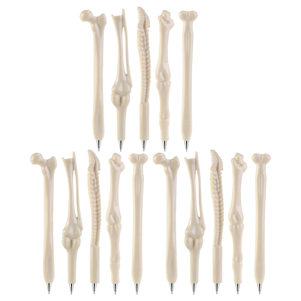 15pcs 0.7Mm Bone Shape Ballpoint Pens Creative Skull Design Smooth Writing For Kids Students Party Halloween Gifts School