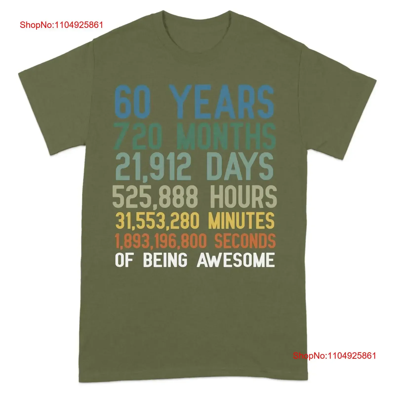 60 سنة 720 أشهر مضحك معلم عيد ميلاد تي شيرت 21 912 يوما 525 888 ساعة 31 553 280 دقيقة 1 893 196 800 ثانية عادية #1