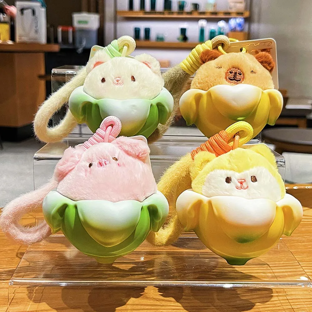 

Soft Stuffed Capybara Plush Keychain Little Cat Pig Dog PVC Banana Cute Cat Plush Doll Kawaii Cartoon Animal Plush Key Chain