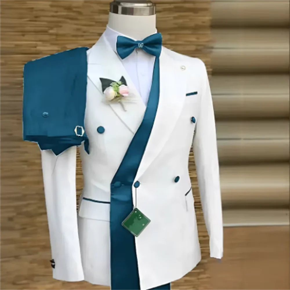 Suits for Men Double Breasted Wedding Groom Formal Business Blazer with Pants Male Suits Tuxedo Custom 2 Pieces Suit Jackets