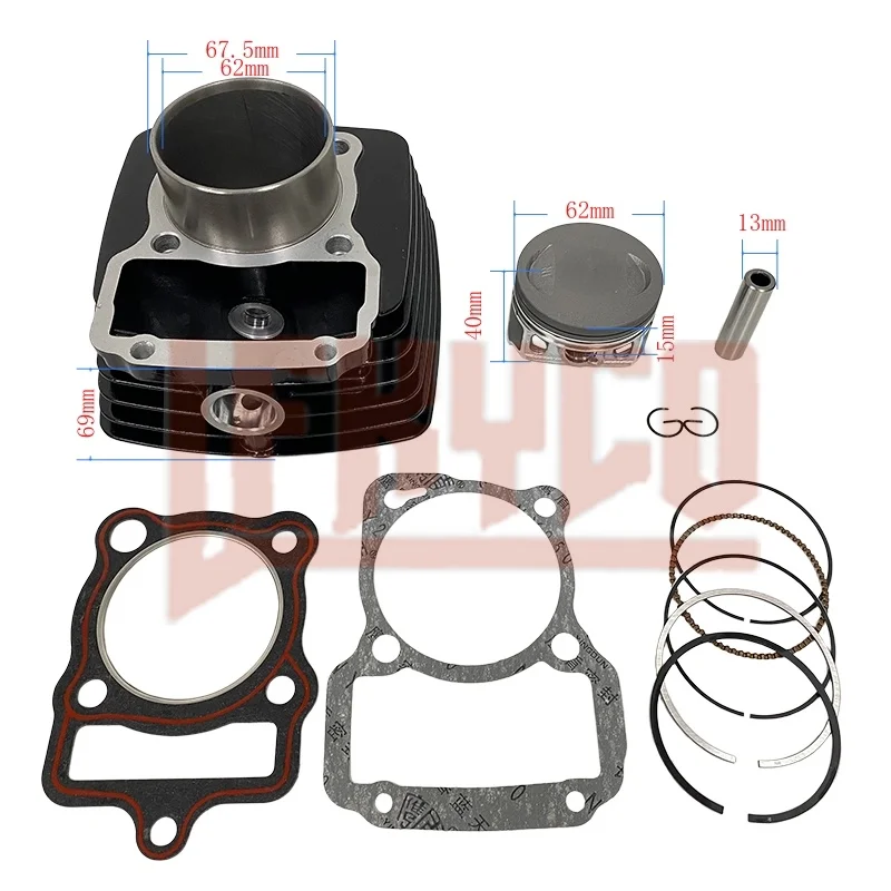 62mm CG150 ZF150 Cylinder 13mm Pin Set Kit Motor For Vento Lithium190 Ryder190 Xpress170 Lithium150 FT150‑G FT150‑GT DM150 DT150