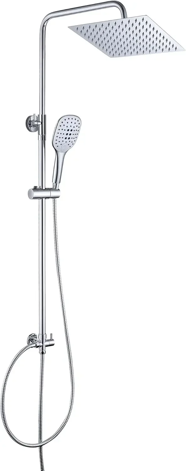 JOHO Duschset ohne Armatur, Chrom, Edelstahl Duschsystem, Regendusche-Set, Überkopfbrause-Set,