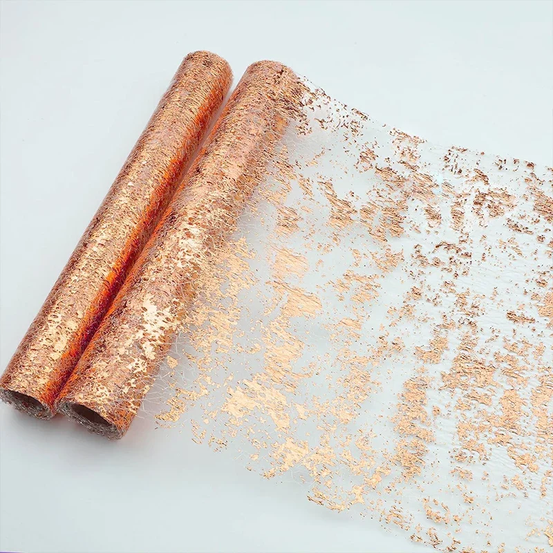 Rose Gold Sliding Table, Metal Gold Fine Yarn Thin Mesh Sliding Table, Suitable for Wedding, Bride, Birthday Party Decoration