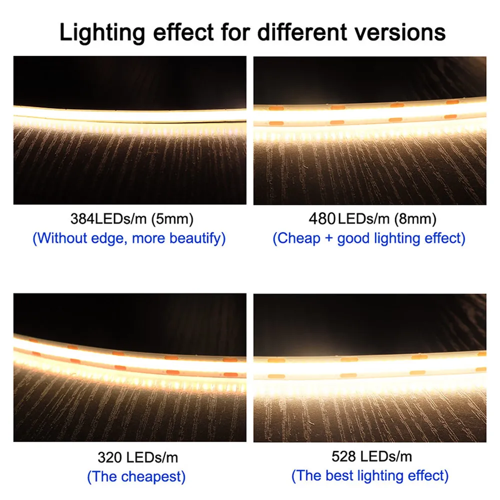 12V LED şerit işık 24V yapıştırıcı LED şerit bant 5m 10m COB LED şerit işıklar astarlı aydınlatma diyot bant 16.4FT oda dekor için