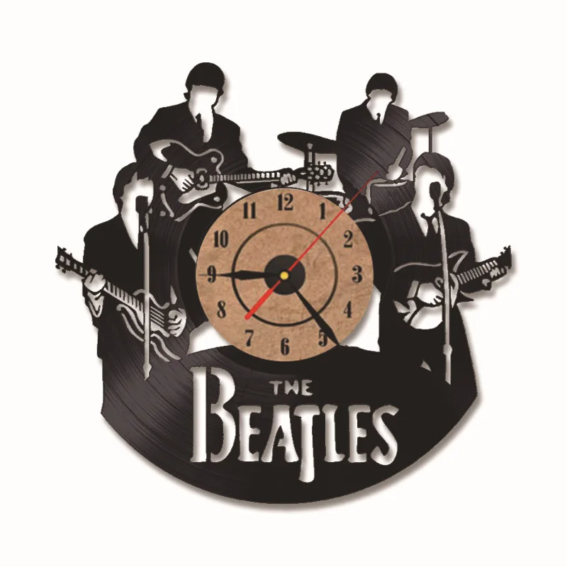 Beatles 3D Vinyl Record Clock Musical Instrument Shaped Creative Home Decor Wall Clock Retro Style