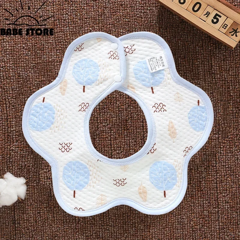 New Baby Saliva Towel Waterproof Octagonal Saliva Towel Baby Products 360° Snap Button Petals Newborn Bib Baby Products