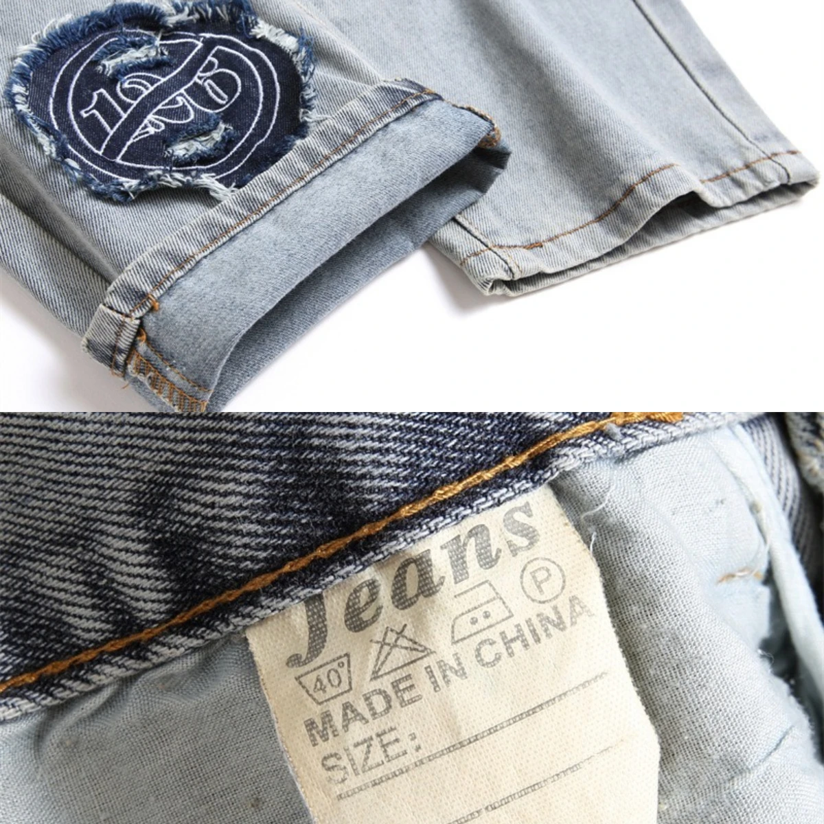 Men's Jeans Spider Web Embroidered Fur Edge Micro Chapter 126 High Elastic Rainbow Thread Running Pants 3D Tight Fleece Zipper 2