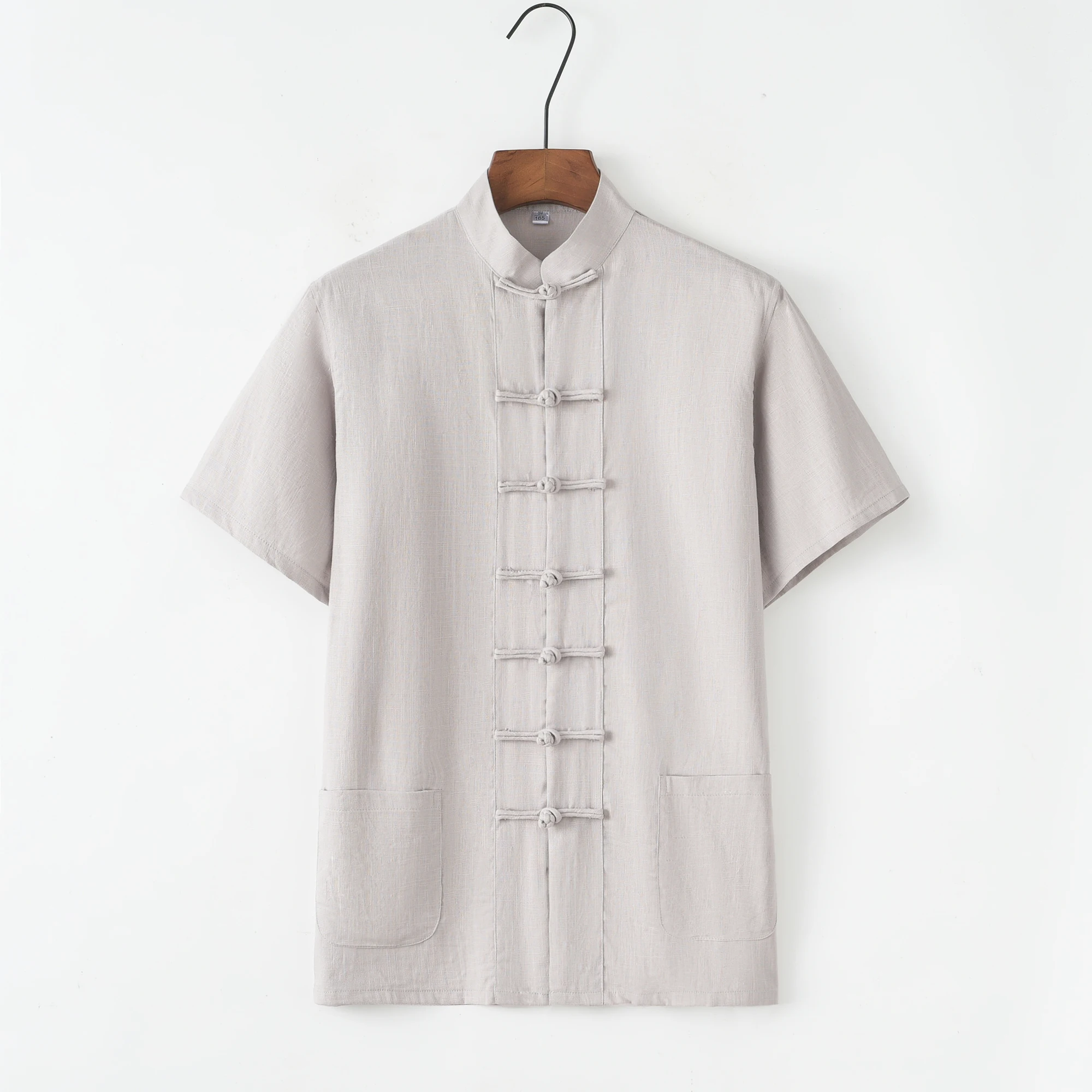 Camisa de manga corta de Kung Fu suelta para hombres, traje Tang tradicional chino de estilo de artes marciales, ropa de algodón y linenTai Chi