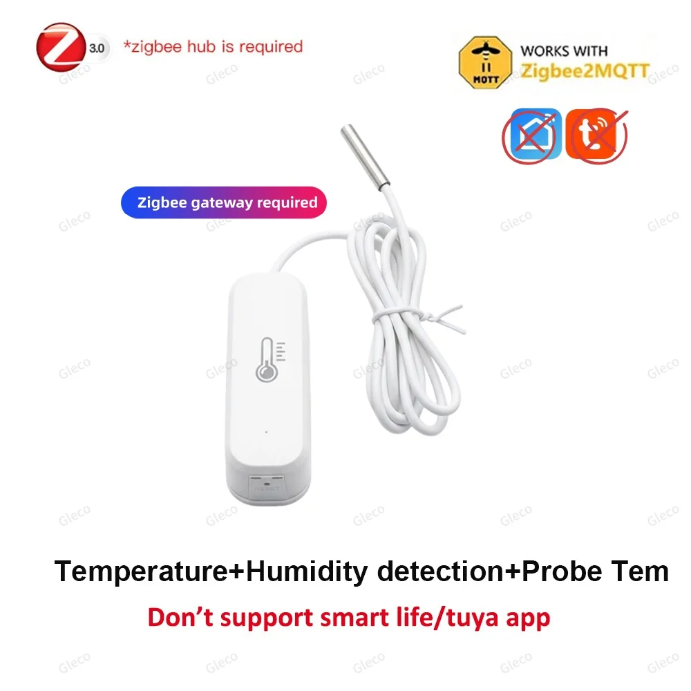 Zigbee/WLAN Temperatur- und Feuchtigkeitssensor Sonde Thermometer Smart Home Automation Aquarium Kühlschrank Wein Für Zigbee2mqtt TUYA Hub