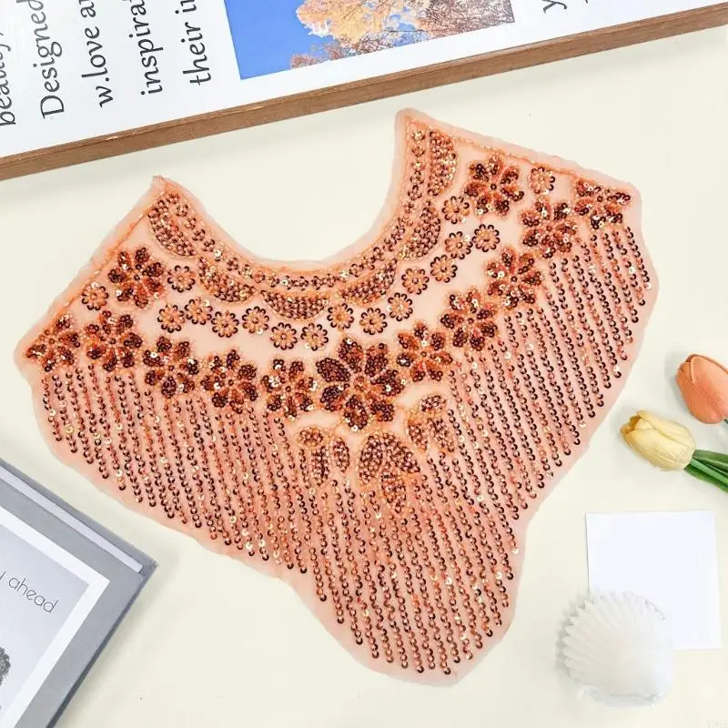 Heavy Work Embroidery and Beads Patches Crafted from Polyester Thread for Long Time Garment Repair Y08E