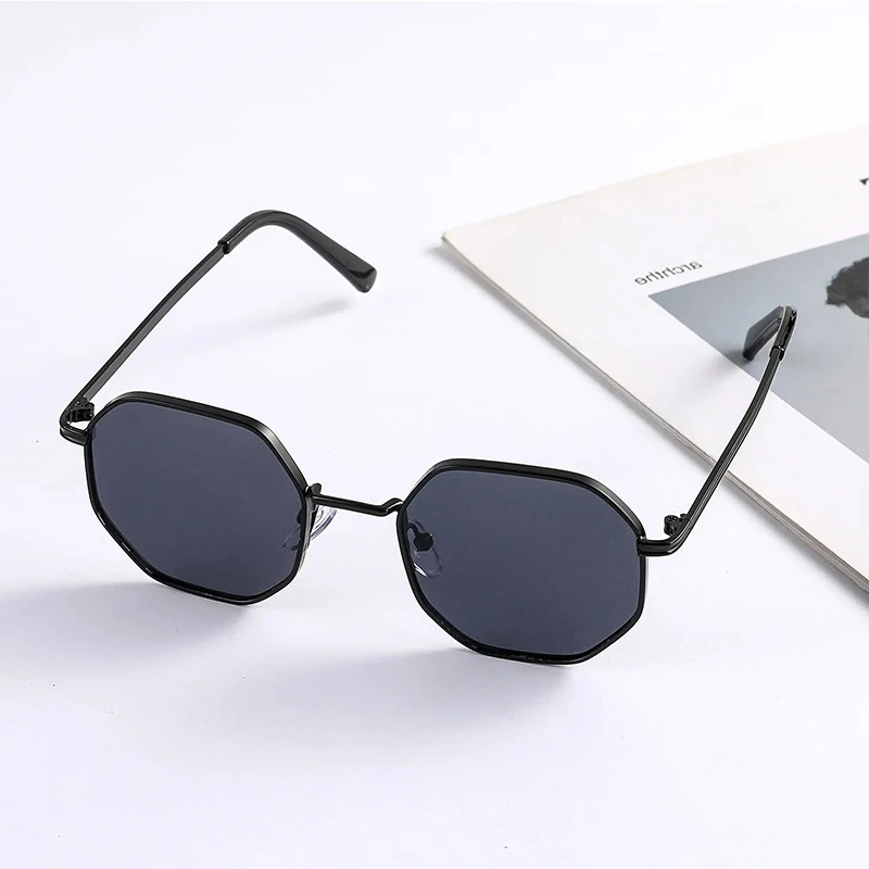 Fashion Boys Girls Octagon Metal Sunglasses Polygon Trend Children\'s Sun Glasses Kids Outdoor UV400 Eyewear