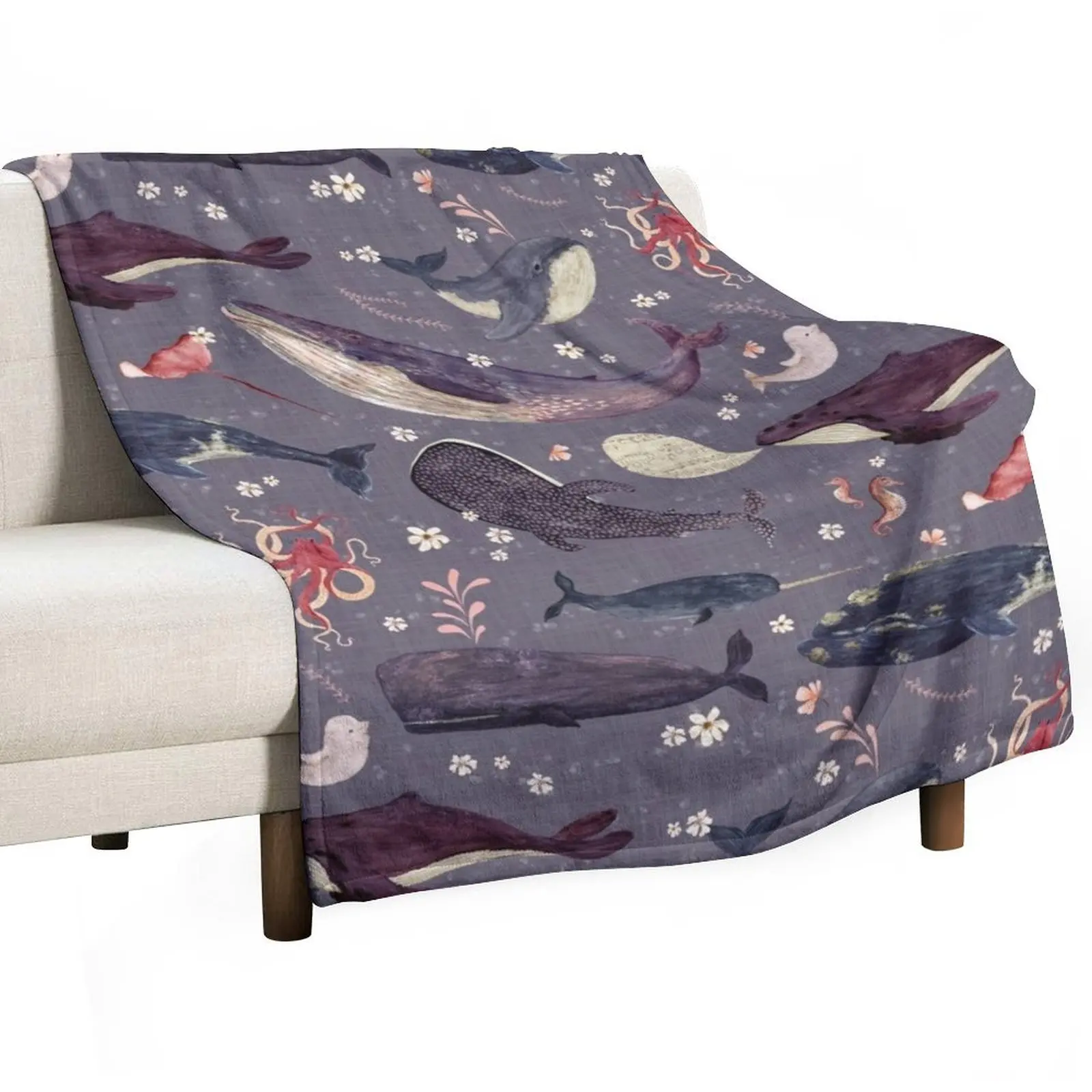 Whale's song lavender Throw Blanket Nap sofa bed for winter Soft Big Blankets