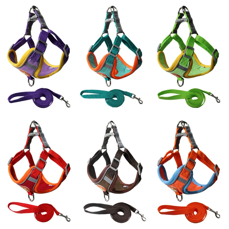 

New pet chest strap, deer skin fleece strap, reflective breathable rope, pet leash，pet supplies