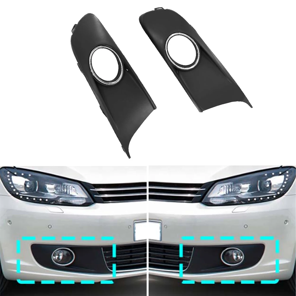 

2Pcs Front Bumper Fog Light Cover Grille Fog Light Grill For VW Touran Caddy 2010 2011 2012 2013 2014 2015 1T0853665P 1T0853666T