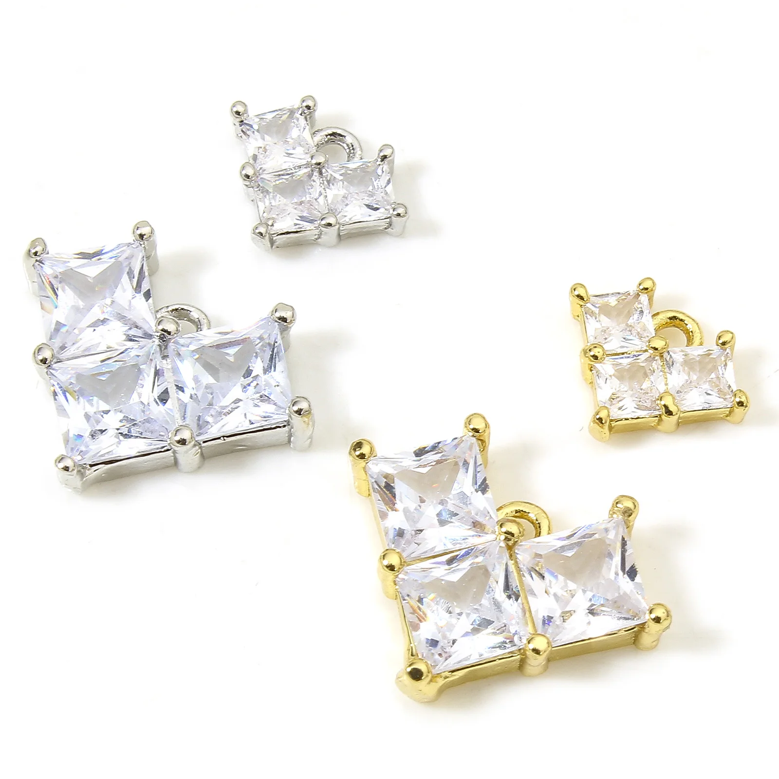 1pc New Sweet Brass Valentine\'s Day Charms Multicolor Heart Clear Rhinestone Pendant DIY Necklace Earrings For Women Jewelry