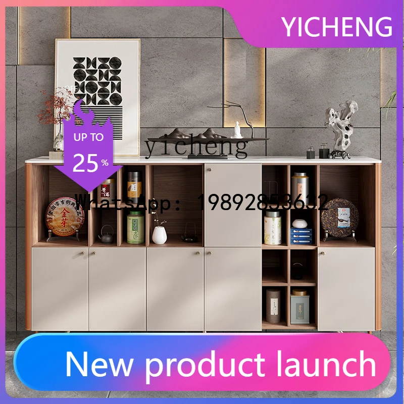 

B-3 high-end tea cabinet, saddle leather, locker against side cabinet, partition cabinet, tall solid wood