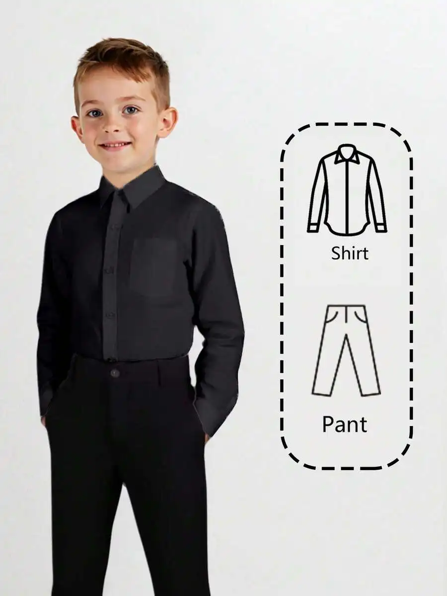 

Комплект из 2 предметов: черная классическая рубашка и брюки для мальчиков, классический крой для свадеб и особых случаев