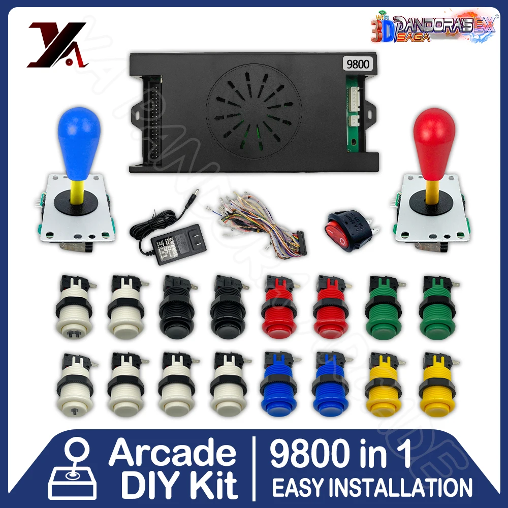 Pandora Saga DX Arcade Box DIY Kit 9800 Games in 1 8 Way Joystick Happ Style Buttons Support Game Console Cabinet Bartop